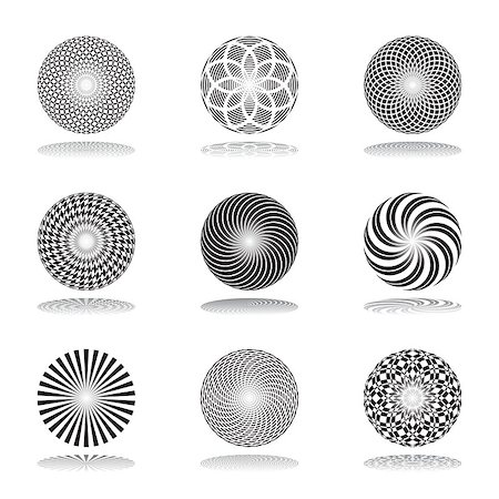 rotation art effects - Design elements set. Patterns in circle shape. Abstract icons. Vector art. Stock Photo - Budget Royalty-Free & Subscription, Code: 400-07578526