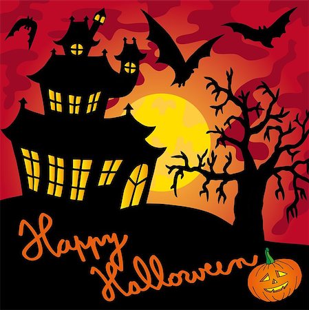 simsearch:400-04236779,k - Red spooky house 01 - vector illustration. Stock Photo - Budget Royalty-Free & Subscription, Code: 400-07578655