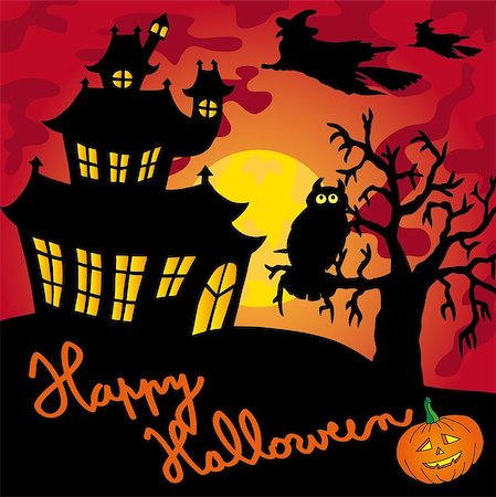 simsearch:400-04236779,k - Red spooky house 02 - vector illustration. Stock Photo - Budget Royalty-Free & Subscription, Code: 400-07578656