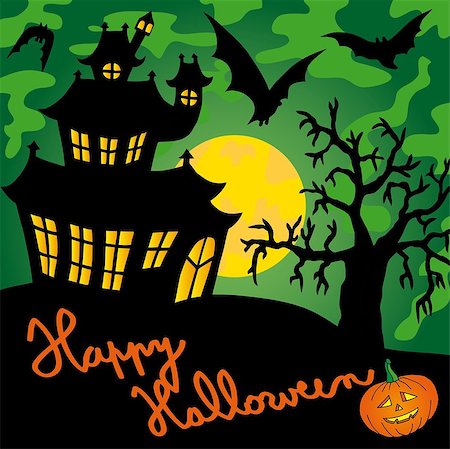 simsearch:400-04236779,k - Green spooky house 01 - vector illustration. Stock Photo - Budget Royalty-Free & Subscription, Code: 400-07578651