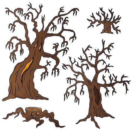 Spooky trees collection - vector illustration. Stock Photo - Budget Royalty-Free & Subscription, Code: 400-07578660