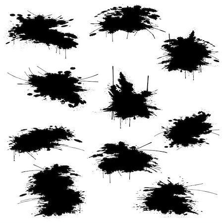 simsearch:400-04468539,k - Illustration set black ink stains on a white background. Photographie de stock - Aubaine LD & Abonnement, Code: 400-07578713