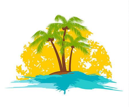 island with a palm tree in the sun Stock Photo - Budget Royalty-Free & Subscription, Code: 400-07578799