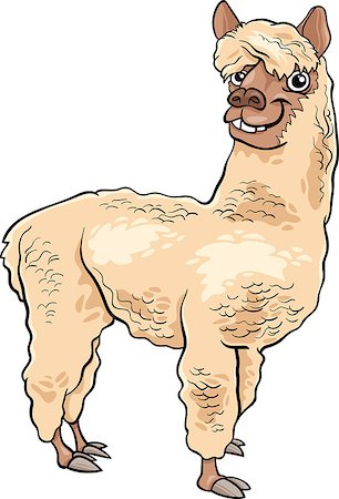 simsearch:400-09050259,k - Cartoon Illustration of Funny Alpaca Farm Animal Foto de stock - Royalty-Free Super Valor e Assinatura, Número: 400-07578818
