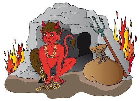 Devil outside cave - vector illustration. Foto de stock - Royalty-Free Super Valor e Assinatura, Número: 400-07578899