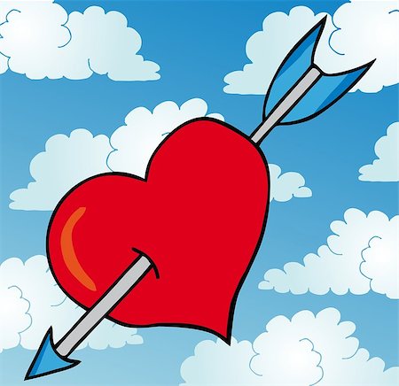 Pierced heart on sky - vector illustration. Foto de stock - Royalty-Free Super Valor e Assinatura, Número: 400-07578904