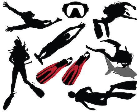 simsearch:400-08503188,k - Silhouette of diver, vector illustration Stock Photo - Budget Royalty-Free & Subscription, Code: 400-07578975