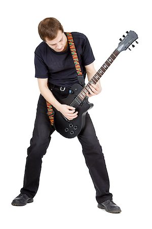simsearch:400-04921650,k - Man with a guitar on a white background. Performer with an electric guitar Stock Photo - Budget Royalty-Free & Subscription, Code: 400-07579034