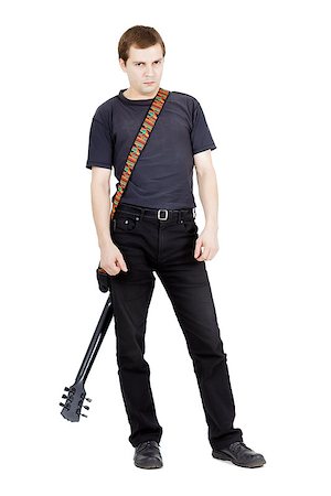 simsearch:400-04921650,k - Man with a guitar on a white background. Performer with an electric guitar Stock Photo - Budget Royalty-Free & Subscription, Code: 400-07579035