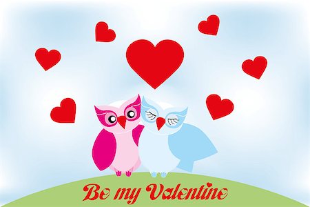 simsearch:400-05728242,k - Valentine day lovely owls greeting card and text "be my valentine" Photographie de stock - Aubaine LD & Abonnement, Code: 400-07579072