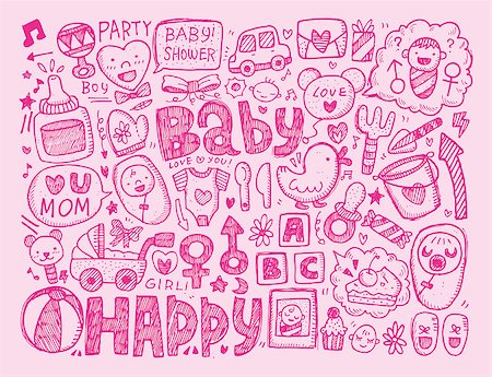 doodle baby background Stock Photo - Budget Royalty-Free & Subscription, Code: 400-07579099