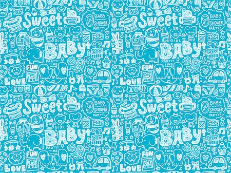 seamless doodle baby pattern Stock Photo - Budget Royalty-Free & Subscription, Code: 400-07579105