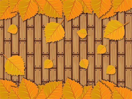 simsearch:400-08806932,k - Illustration of yellow leaves over wooden background. Stock Photo - Budget Royalty-Free & Subscription, Code: 400-07579370