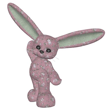 simsearch:400-08036284,k - Digitally rendered image of a plush bunny on white background. Stockbilder - Microstock & Abonnement, Bildnummer: 400-07579439