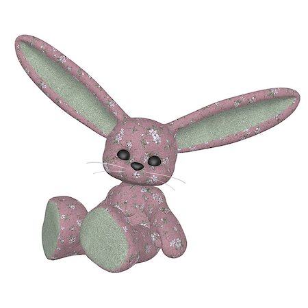 simsearch:400-08036284,k - Digitally rendered image of a plush bunny on white background. Stockbilder - Microstock & Abonnement, Bildnummer: 400-07579441