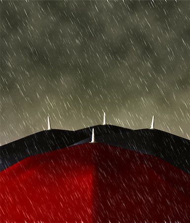 simsearch:400-04531867,k - Red umbrella among the blacks in the heavy rain. Stock Photo - Budget Royalty-Free & Subscription, Code: 400-07579465