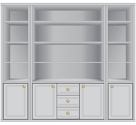 Multifunctional cabinet with shelves for storage. Vector illustration. Stock Photo - Budget Royalty-Free & Subscription, Code: 400-07579519