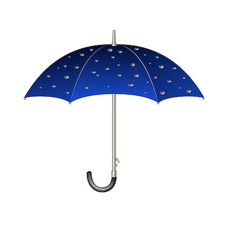 simsearch:400-04921907,k - Umbrella in blue design with raindrops on white background Stock Photo - Budget Royalty-Free & Subscription, Code: 400-07579899