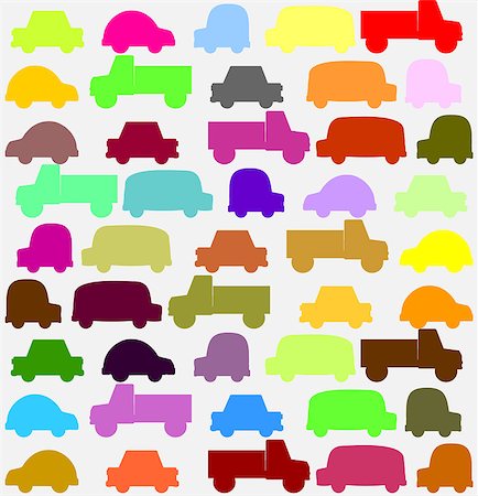 pickup truck materials - seamless pattern with colorful little cars art Photographie de stock - Aubaine LD & Abonnement, Code: 400-07579970