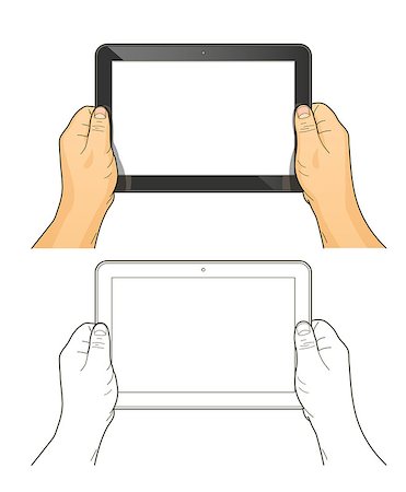 Tablet pc in hands. Eps10 vector illustration. Isolated on white background Stock Photo - Budget Royalty-Free & Subscription, Code: 400-07579996