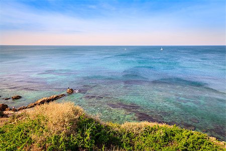 Mediterranean Sea and Israeli coast as seen from Apollonia National Park Stock Photo - Budget Royalty-Free & Subscription, Code: 400-07570139