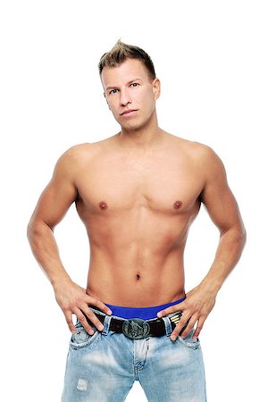 Grown man without shirt posing in studio Fotografie stock - Microstock e Abbonamento, Codice: 400-07570356