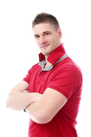 Man in red shirt having a good time Stock Photo - Budget Royalty-Free & Subscription, Code: 400-07570534
