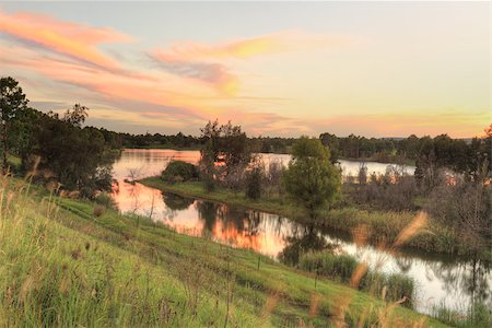 simsearch:400-08919033,k - A beautiful sunset over Penrith Lakes near Castlereagh with Blue Mountains in distance.  The area was one of the first rural settlements in Australia and is one of the five Macquarie towns Stock Photo - Budget Royalty-Free & Subscription, Code: 400-07570783