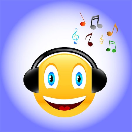 Smile in earphones with music in unique style Stock Photo - Budget Royalty-Free & Subscription, Code: 400-07570939