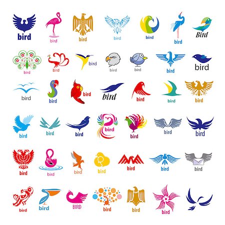 pelicans flying - biggest collection of vector logos birds Stock Photo - Budget Royalty-Free & Subscription, Code: 400-07570970