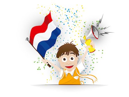 simsearch:400-07624970,k - Vector - Netherlands Soccer Fan Flag Cartoon Foto de stock - Super Valor sin royalties y Suscripción, Código: 400-07571084