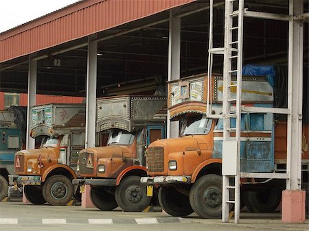 Indian trucks parked in a manufacturing unit Stock Photo - Budget Royalty-Free & Subscription, Code: 400-07571114