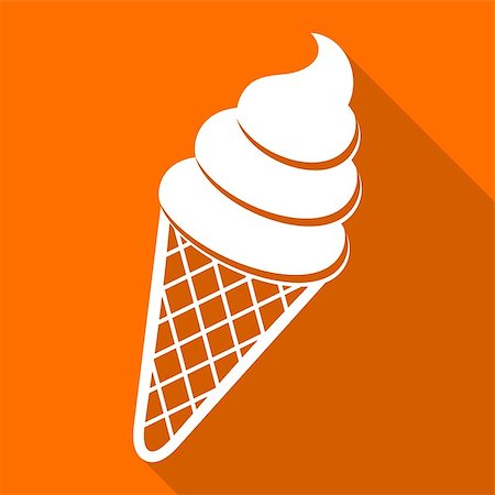 White ice cream on orange background flat design Stock Photo - Budget Royalty-Free & Subscription, Code: 400-07571168