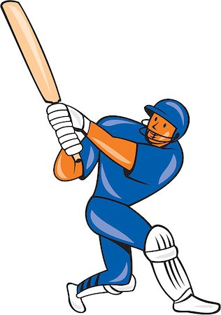 Illustration of a India cricket player batsman with bat batting colors done in cartoon style on isolated background. Stock Photo - Budget Royalty-Free & Subscription, Code: 400-07571358