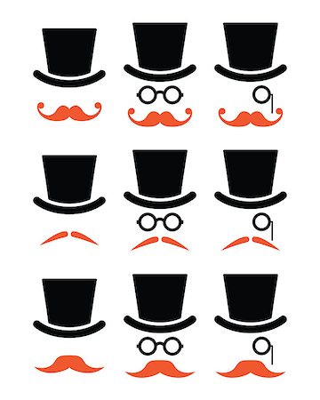 simsearch:400-06695587,k - Senior, gentleman with ginger mustache and glasses icons isolated on white Stock Photo - Budget Royalty-Free & Subscription, Code: 400-07571483
