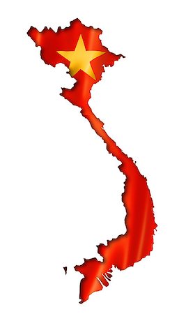 Vietnam flag map, three dimensional render, isolated on white Photographie de stock - Aubaine LD & Abonnement, Code: 400-07571615