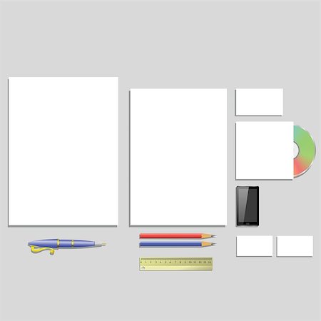 simsearch:400-08257177,k - colorful illustration with office supplies on a gray background for your design Stock Photo - Budget Royalty-Free & Subscription, Code: 400-07571651