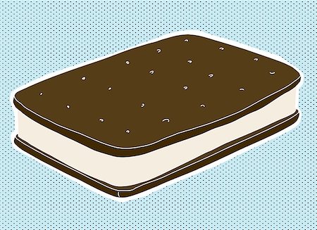 simsearch:400-07513507,k - Single ice cream sandwich over blue halftone Stock Photo - Budget Royalty-Free & Subscription, Code: 400-07571702