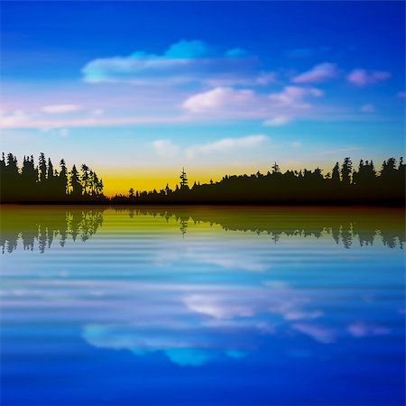 simsearch:400-07222923,k - abstract nature spring background with forest lake and pink clouds Photographie de stock - Aubaine LD & Abonnement, Code: 400-07572030