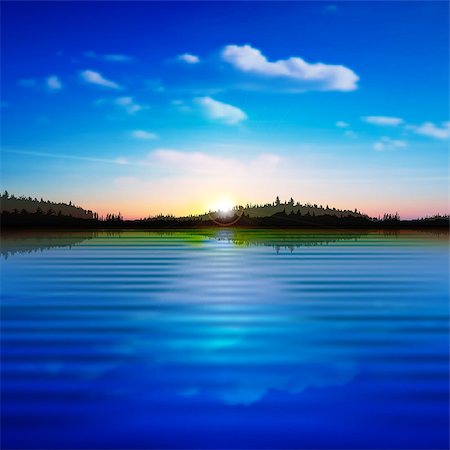 simsearch:400-07222923,k - abstract nature sunrise background with forest lake and clouds Photographie de stock - Aubaine LD & Abonnement, Code: 400-07572032