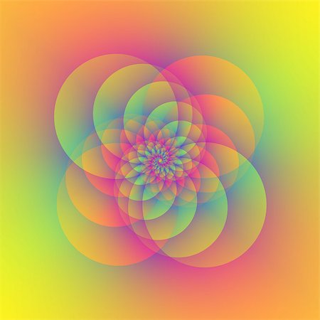 simsearch:400-06067180,k - A digital abstract fractal image with a spiral design in pink, turquoise, orange and yellow. Foto de stock - Super Valor sin royalties y Suscripción, Código: 400-07572165