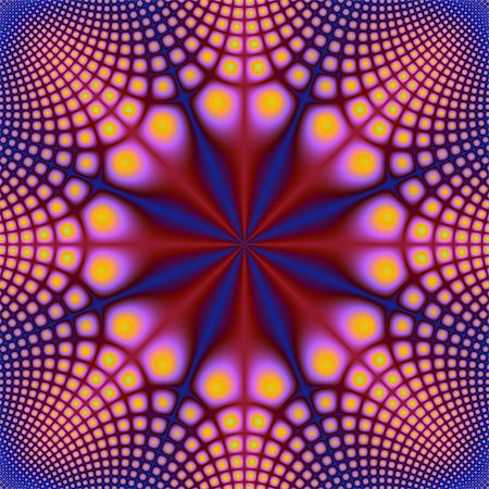 simsearch:400-06067180,k - A digital fractal abstract image with a circular spotted design in blue, red, yellow, violet and orange. Foto de stock - Super Valor sin royalties y Suscripción, Código: 400-07572990
