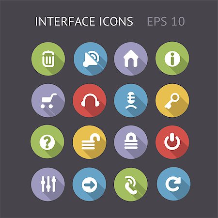 recycle bins for the home - Flat icons for interface. Vector eps10 contains objects with transparency. Stock Photo - Budget Royalty-Free & Subscription, Code: 400-07573056