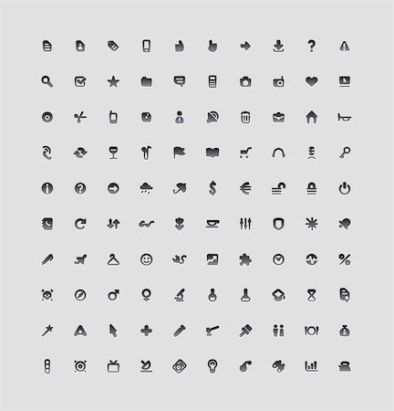 Set of 100 interface icons for business, entertainment and science. Vector illustration. Stock Photo - Budget Royalty-Free & Subscription, Code: 400-07573052
