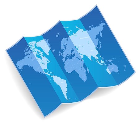 Blue folded world map.  Vector illustration. Stockbilder - Microstock & Abonnement, Bildnummer: 400-07573097