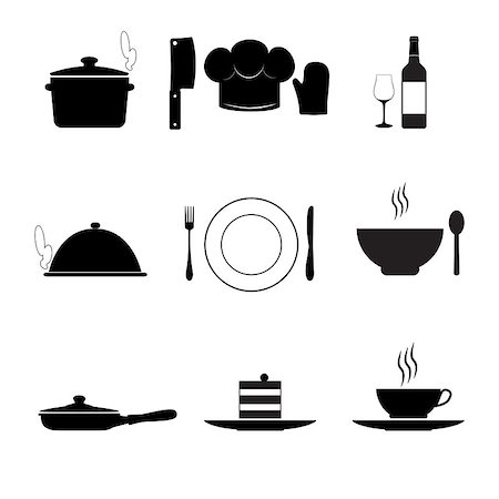 Cooking and kitchen icons, black on white Stock Photo - Budget Royalty-Free & Subscription, Code: 400-07573112