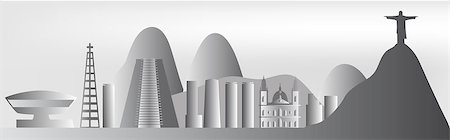 rio museum - Vector illustration of the Rio de Janeiro skyline. This file is vector, can be scaled to any size without loss of quality. Stock Photo - Budget Royalty-Free & Subscription, Code: 400-07573346