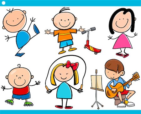 simsearch:400-08402995,k - Cartoon Illustration of Cute Little Boys and Girls Children Characters Set Foto de stock - Super Valor sin royalties y Suscripción, Código: 400-07573380