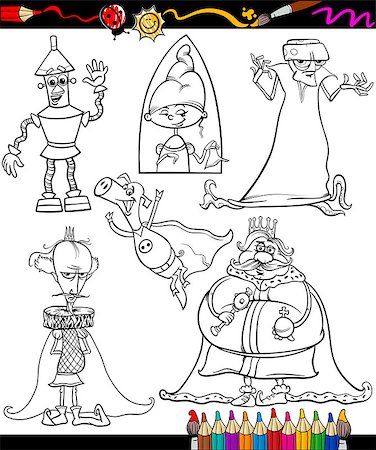 simsearch:400-07486756,k - Coloring Book or Page Cartoon Illustration of Color and Black and White Fantasy or Fairy Tale Chatacters for Children Stock Photo - Budget Royalty-Free & Subscription, Code: 400-07573383