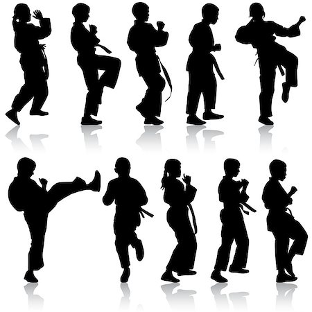 Set of black silhouettes of karate. Sport vector illustration. Stock Photo - Budget Royalty-Free & Subscription, Code: 400-07573765